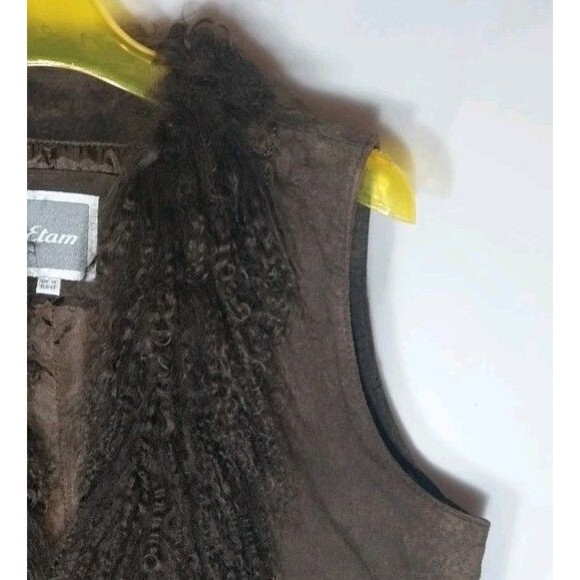 Etam Suede Vest Eur 42 (US 12) Embroidered Fur Trim Boho Hippie Cowgirl Western - Picture 5 of 14
